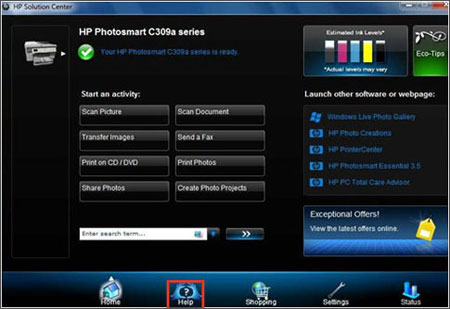 HP Solution CenterScreenshot 1