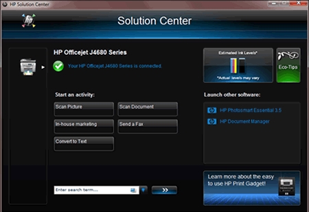 HP Solution Center Screenshot 2